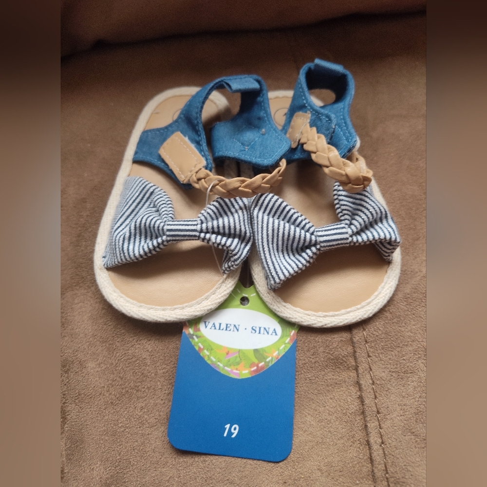 Blue and Tan Kids Sandals